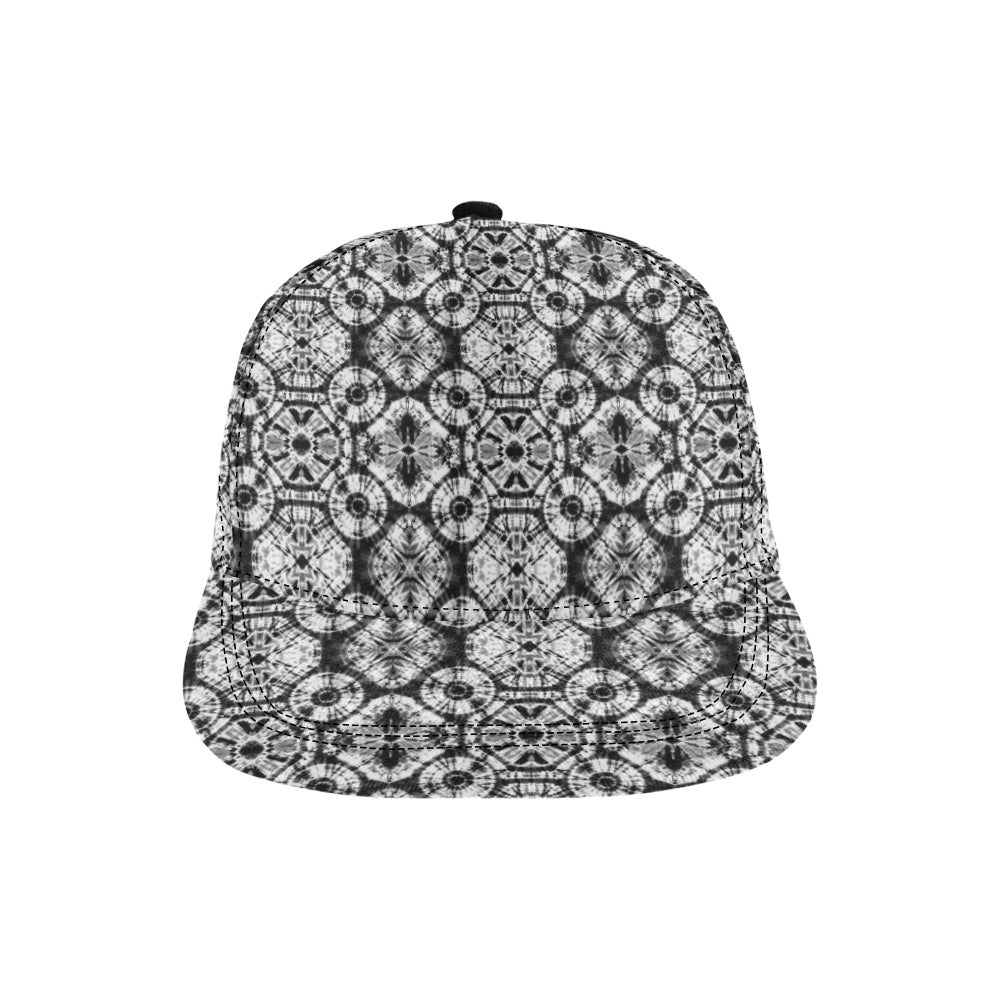 Tie Dye Black White Design Print Snapback Cap