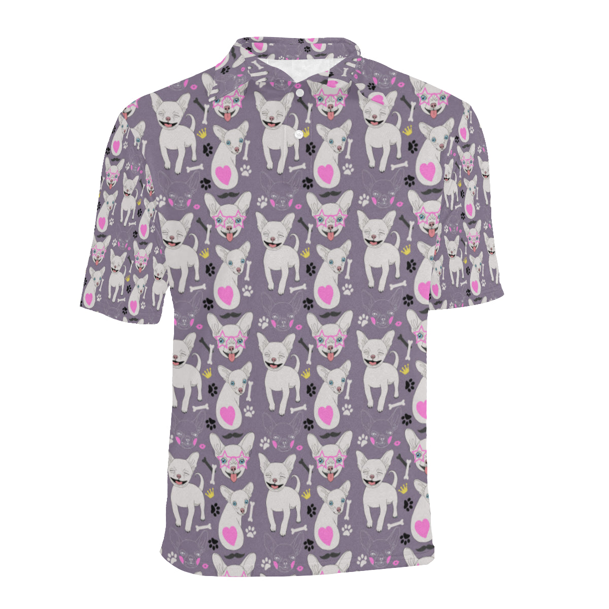 Chihuahua Happy Pattern Men Polo Shirt