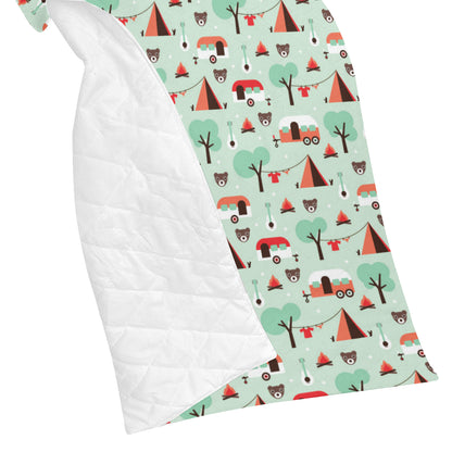 Camper Tent Pattern Print Design 01 Premium Quilt