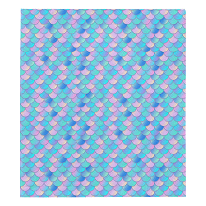 Mermaid Scales Pastel Pattern Print Design 07 Premium Quilt