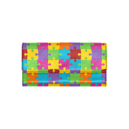 Autism Awareness Pattern Print Design 02 Women's Trifold Wallet
