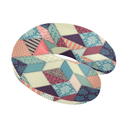 Patchwork Pattern Print Design 02 U-Shaped Travel Neck Pillow