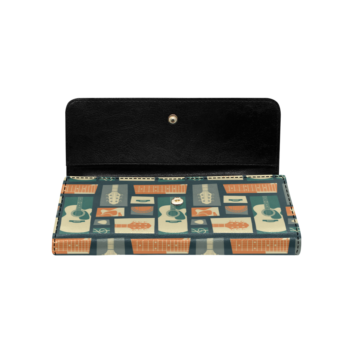 Acoustic Guitar Pattern Print Design 02 Women's Trifold Wallet