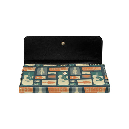 Acoustic Guitar Pattern Print Design 02 Women's Trifold Wallet