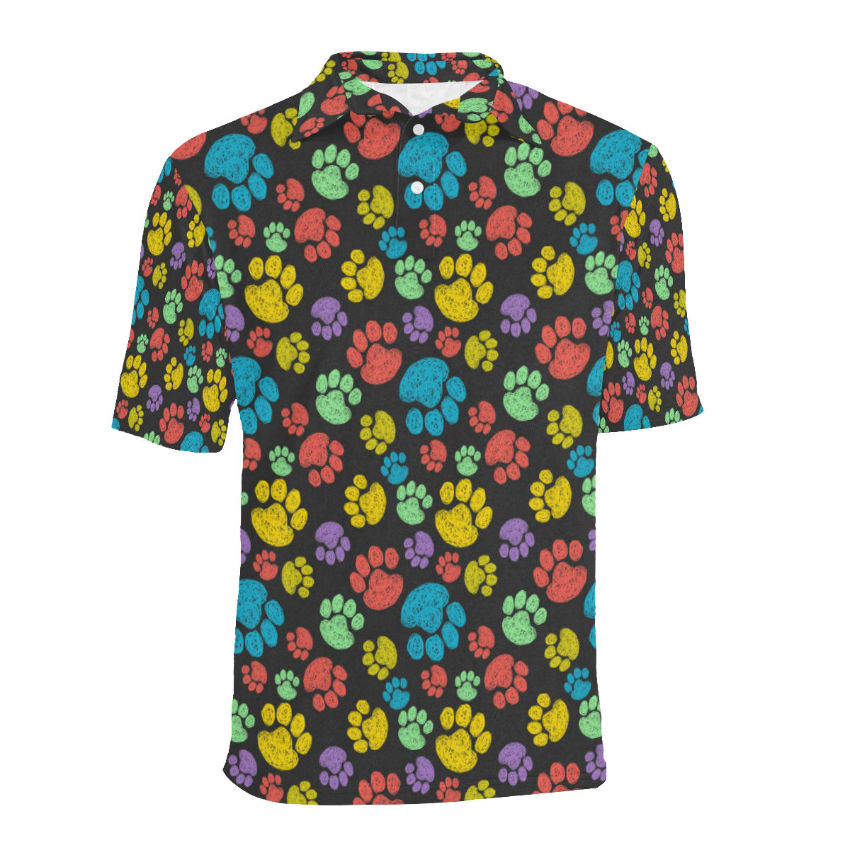 Paw Colorful Print Men Polo Shirt