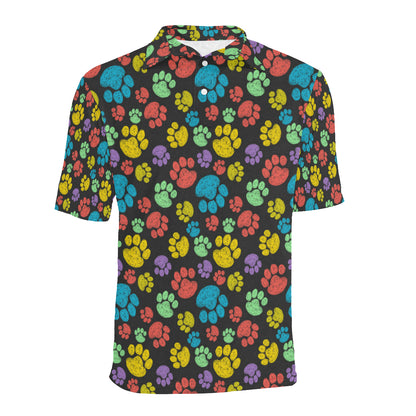 Paw Colorful Print Men Polo Shirt