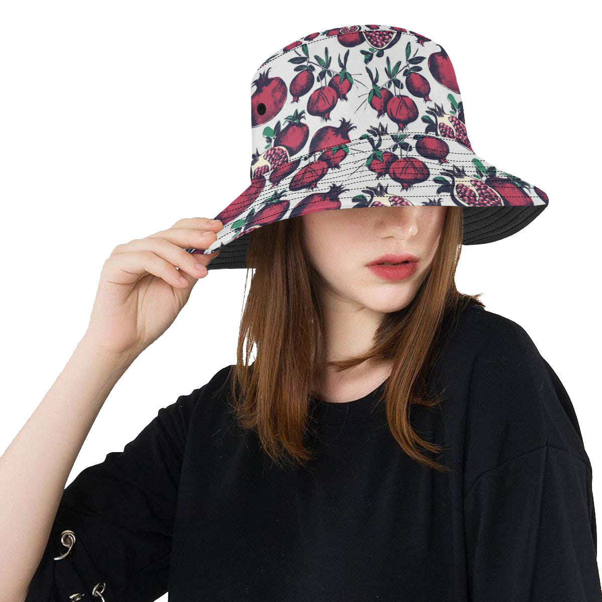 Pomegranate Pattern Print Design PG01 Unisex Bucket Hat