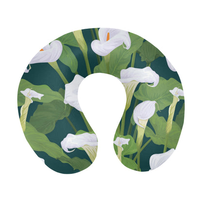 Lily Pattern Print Design 04 U-Shaped Travel Neck Pillow