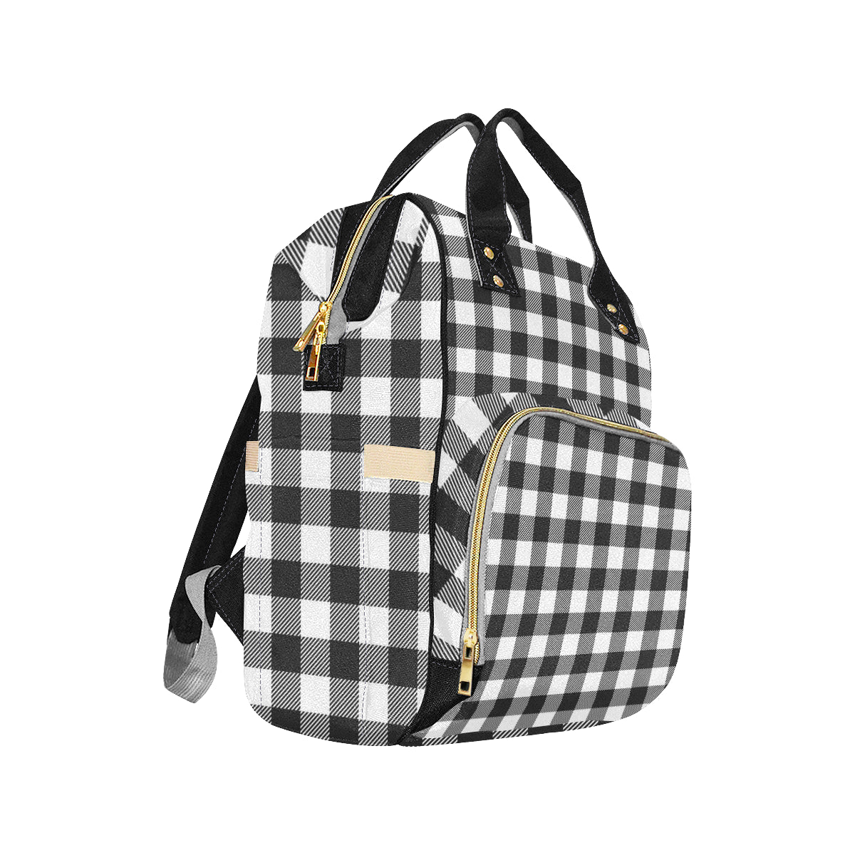 Buffalo check Black white Pattern Print Design 04 Diaper Bag Backpack