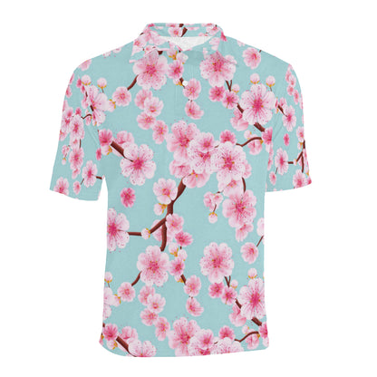Cherry Blossom Pattern Print Design CB04 Men Polo Shirt