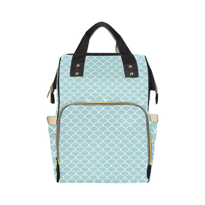 Scales Teal Pattern Print Design 02 Diaper Bag Backpack