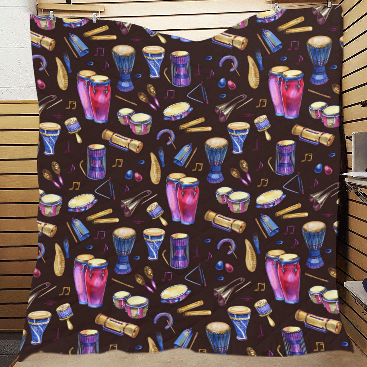 Percussion Neon Pattern Print Design 04 Premium Quilt