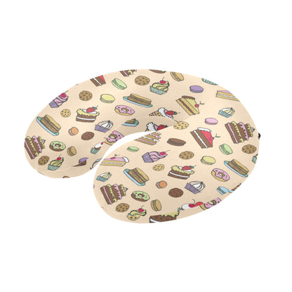 Cake Pattern Print Design 03 U-Shaped Travel Neck Pillow
