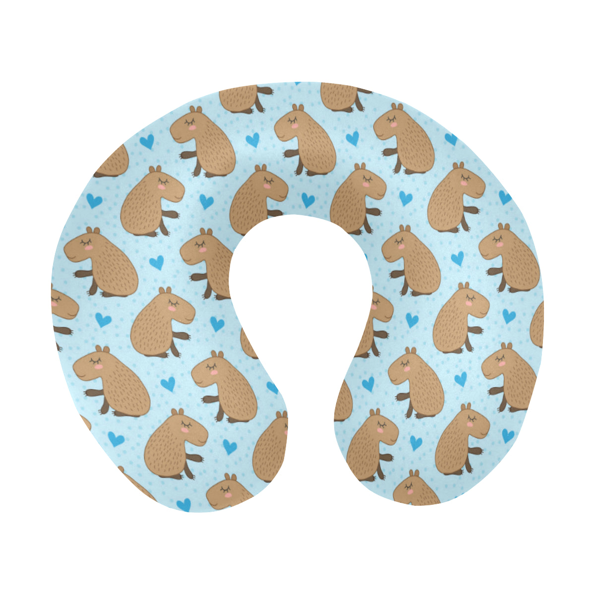 Capybara Pattern Print Design 01 U-Shaped Travel Neck Pillow