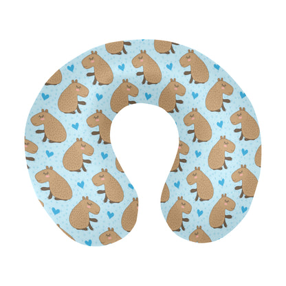 Capybara Pattern Print Design 01 U-Shaped Travel Neck Pillow