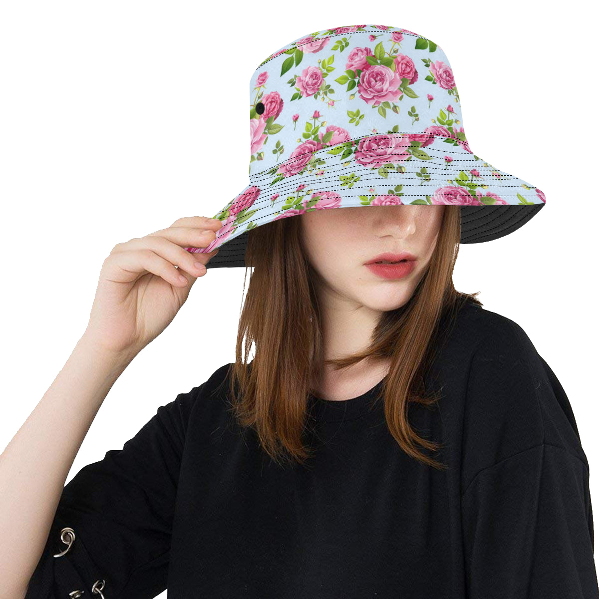 Rose Pink Pattern Print Design RO08 Unisex Bucket Hat