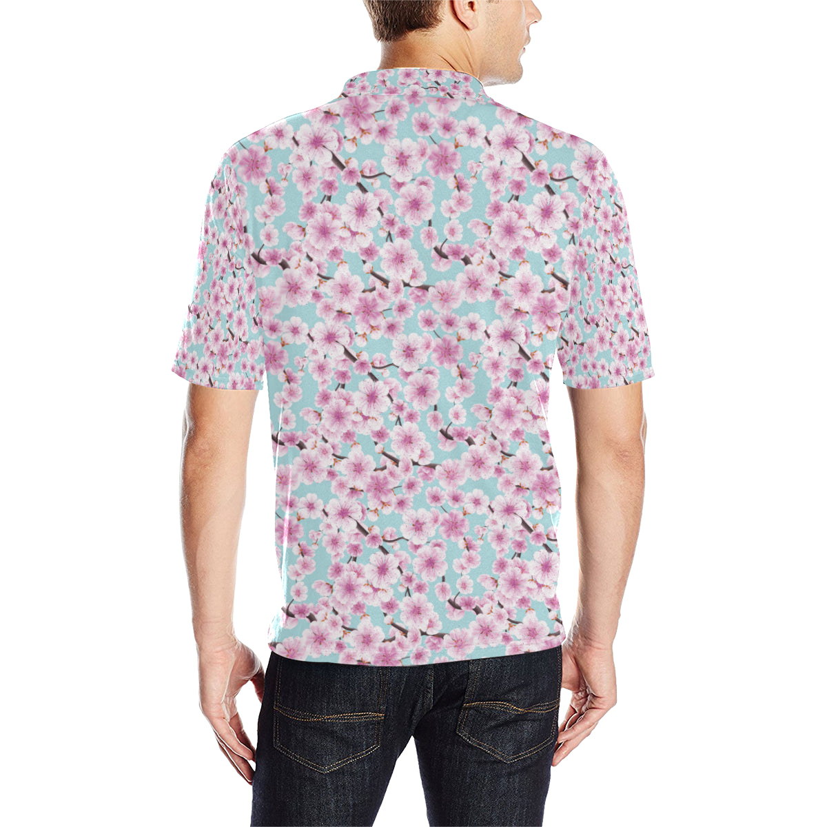 Cherry Blossom Pattern Print Design 01 Men Polo Shirt