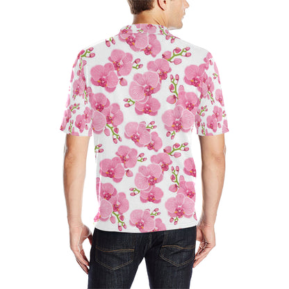 Orchid Pink Pattern Print Design OR07 Men Polo Shirt