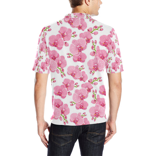 Orchid Pink Pattern Print Design OR07 Men Polo Shirt