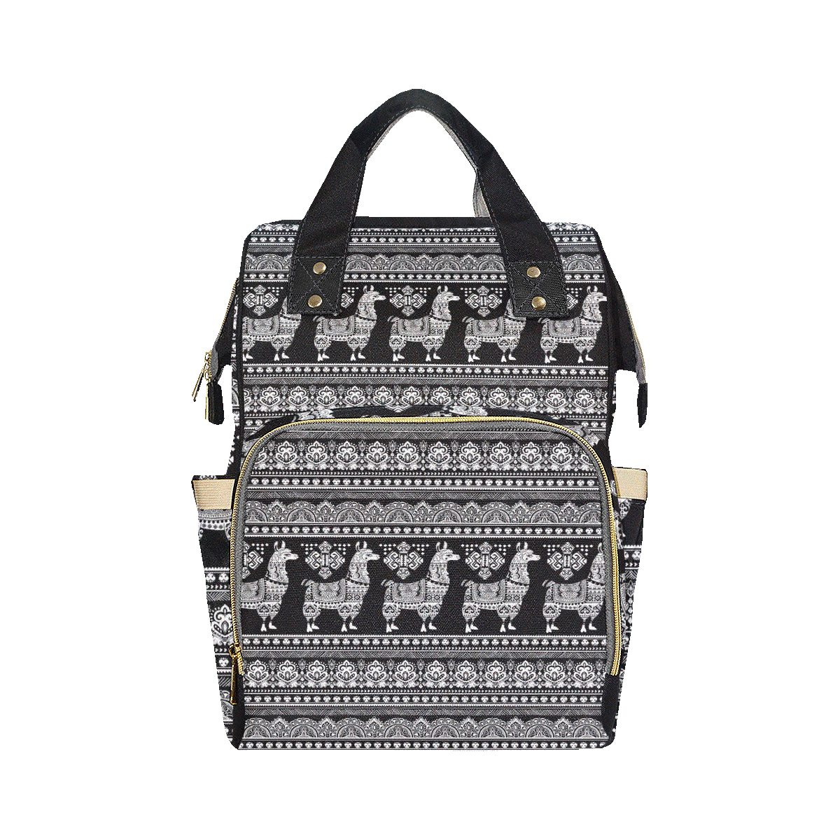 Llama Aztec Style Pattern Print Design 01 Diaper Bag Backpack