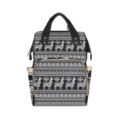 Llama Aztec Style Pattern Print Design 01 Diaper Bag Backpack