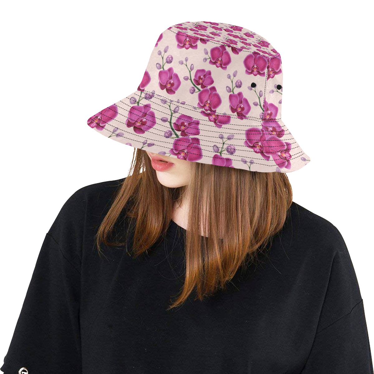 Orchid Purple Pattern Print Design OR04 Unisex Bucket Hat
