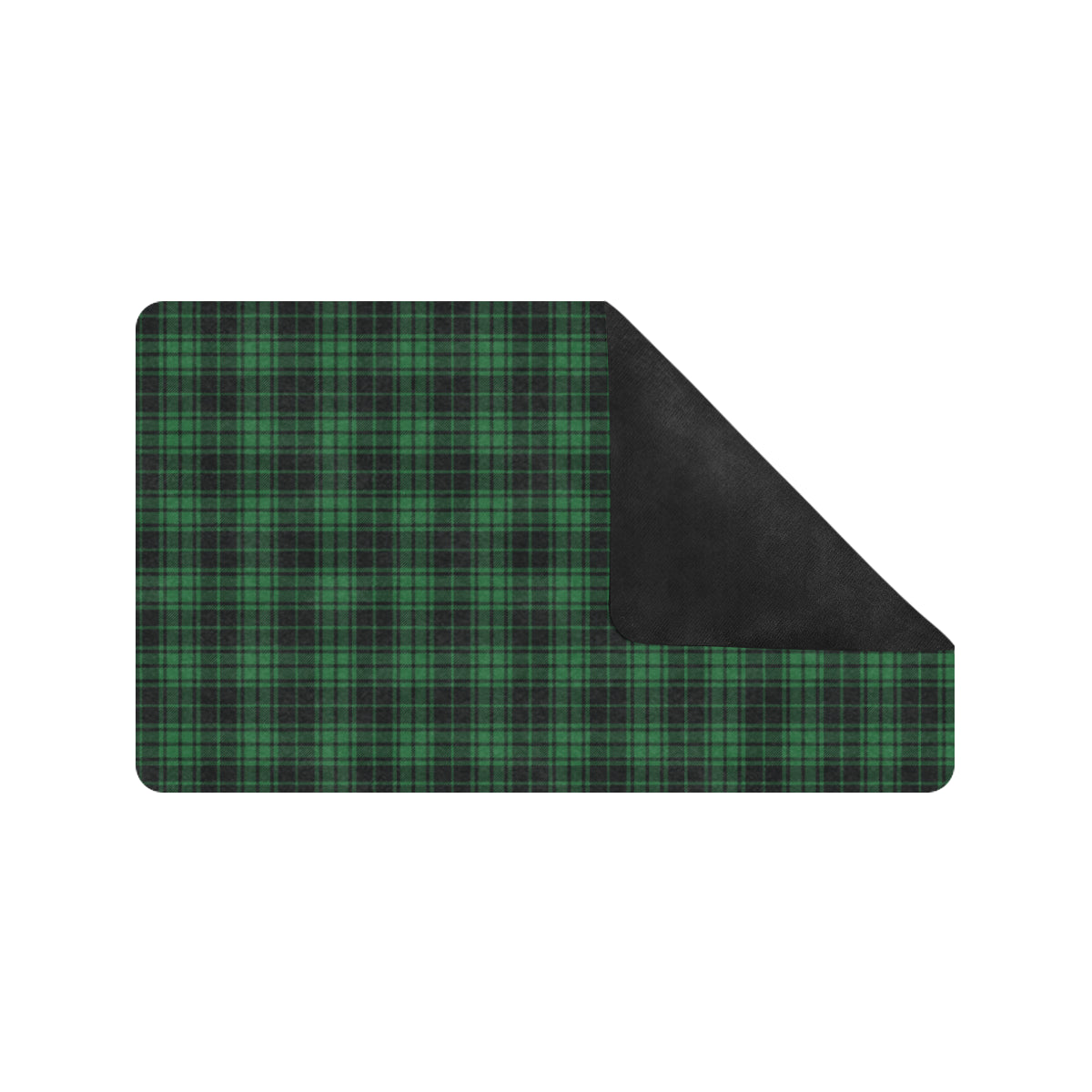 Green Tartan Plaid Pattern Rubber Doormat