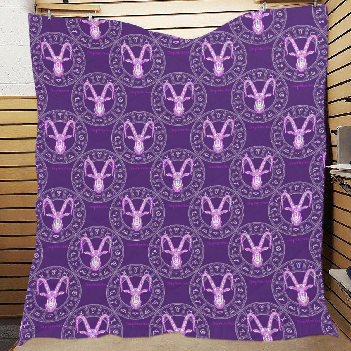 Capricorn Zodiac Pattern Print Design 04 Premium Quilt