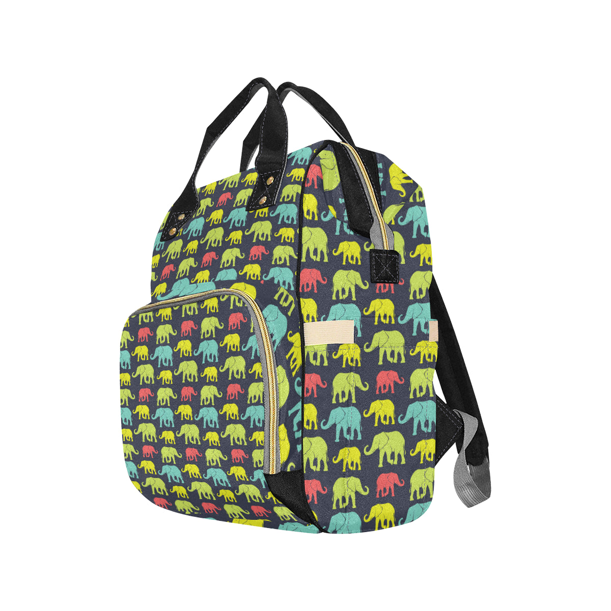 Elephant Neon Color Print Pattern Diaper Bag Backpack