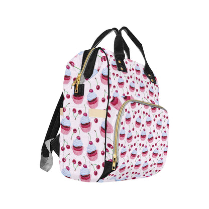 Cherry Cupcake Pink Pattern Diaper Bag Backpack