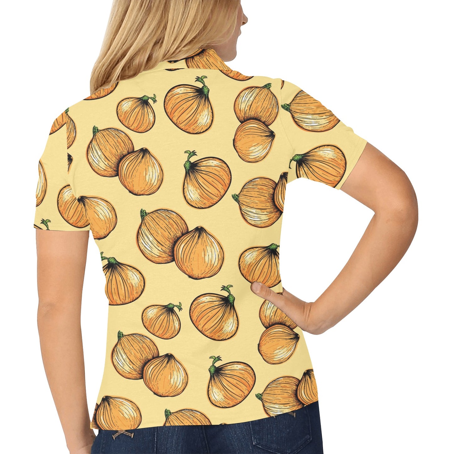 Onion Pattern Print Design A04 Women's Polo Shirt