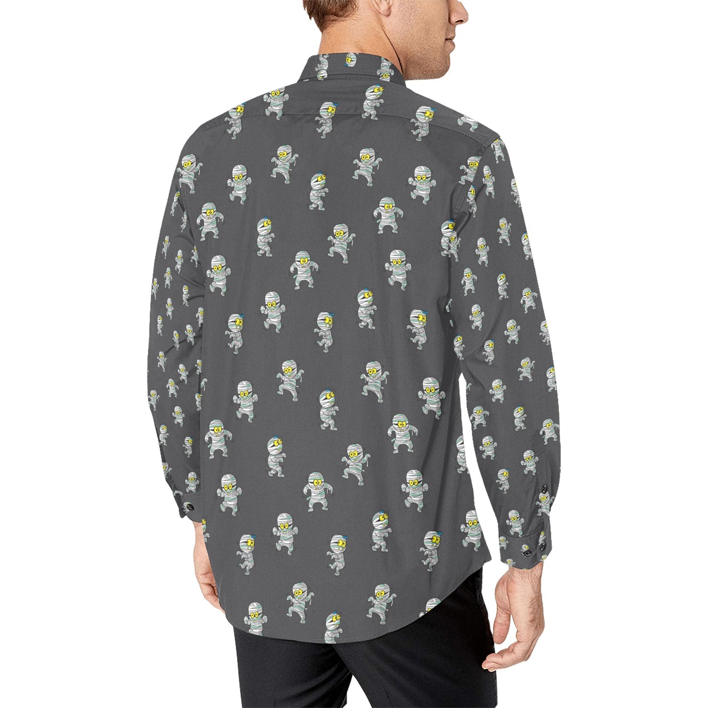 Mummy Print Design LKS305 Men's Long Sleeve Dress Shirt