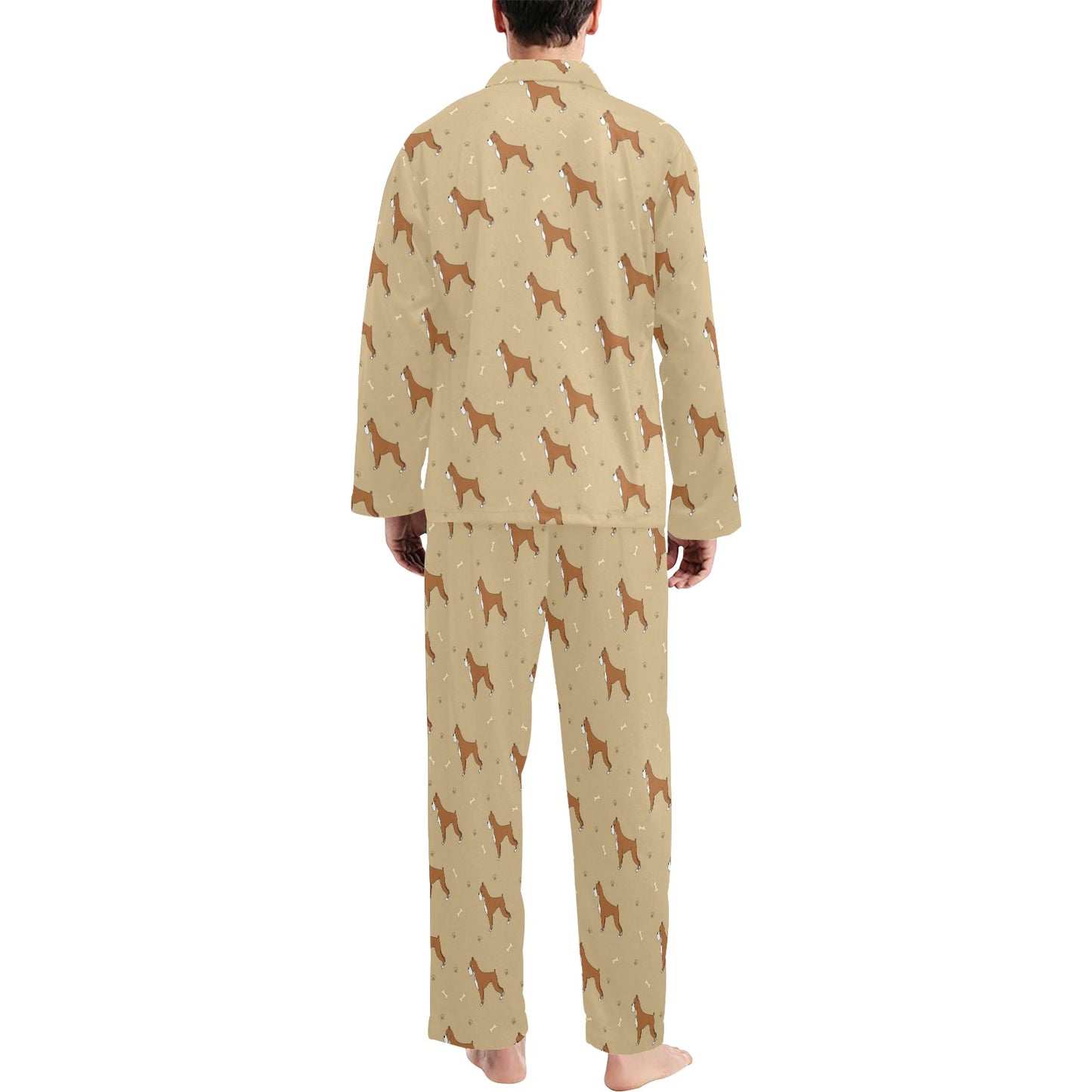 Boxers Pattern Print Design 02 Men's Long Pajama Set