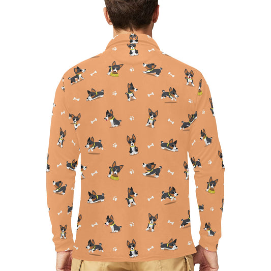 Basenji Pattern Print Design 01 Long Sleeve Polo Shirt For Men's