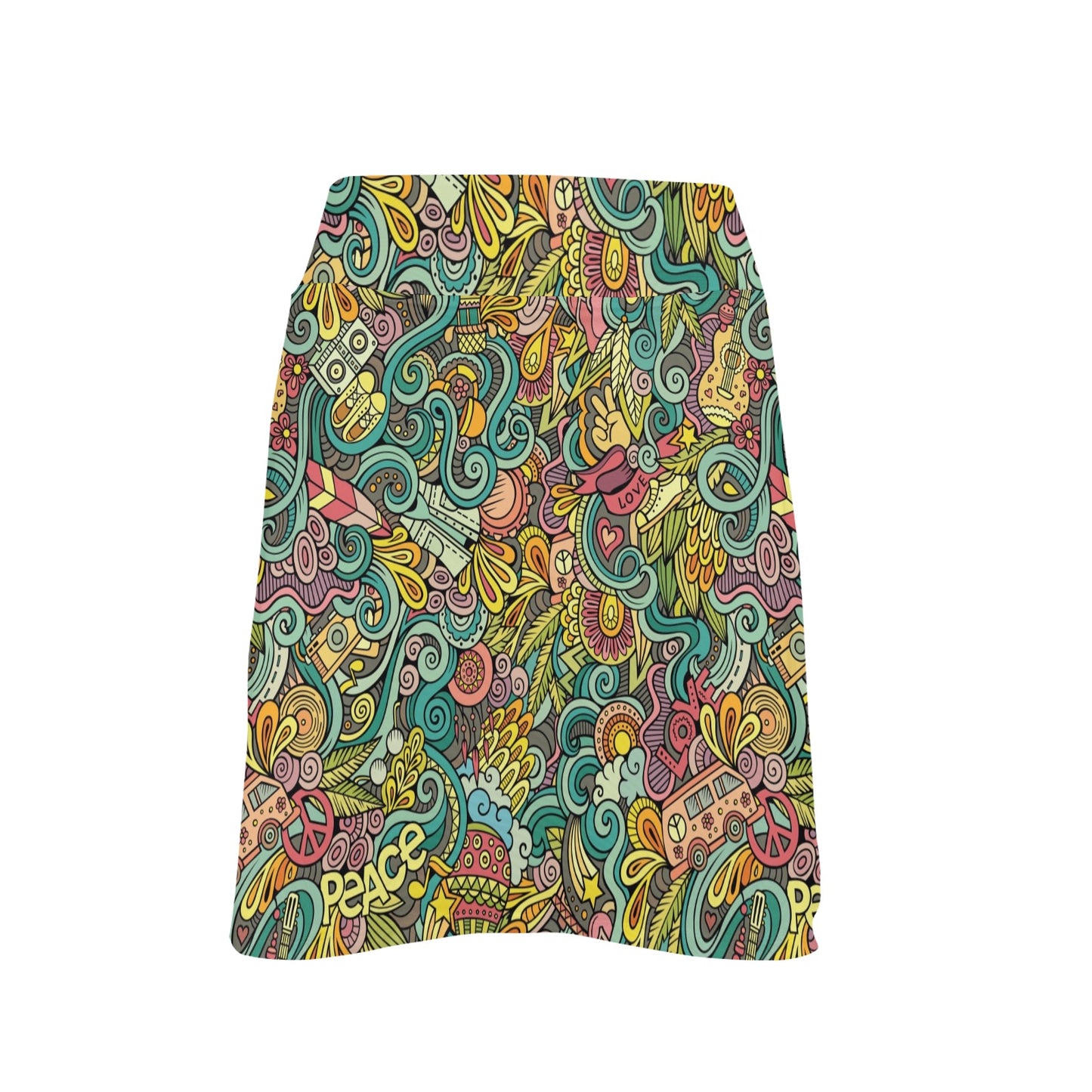 Hippie Print Design LKS302 Women's Golf Skirt with Pocket