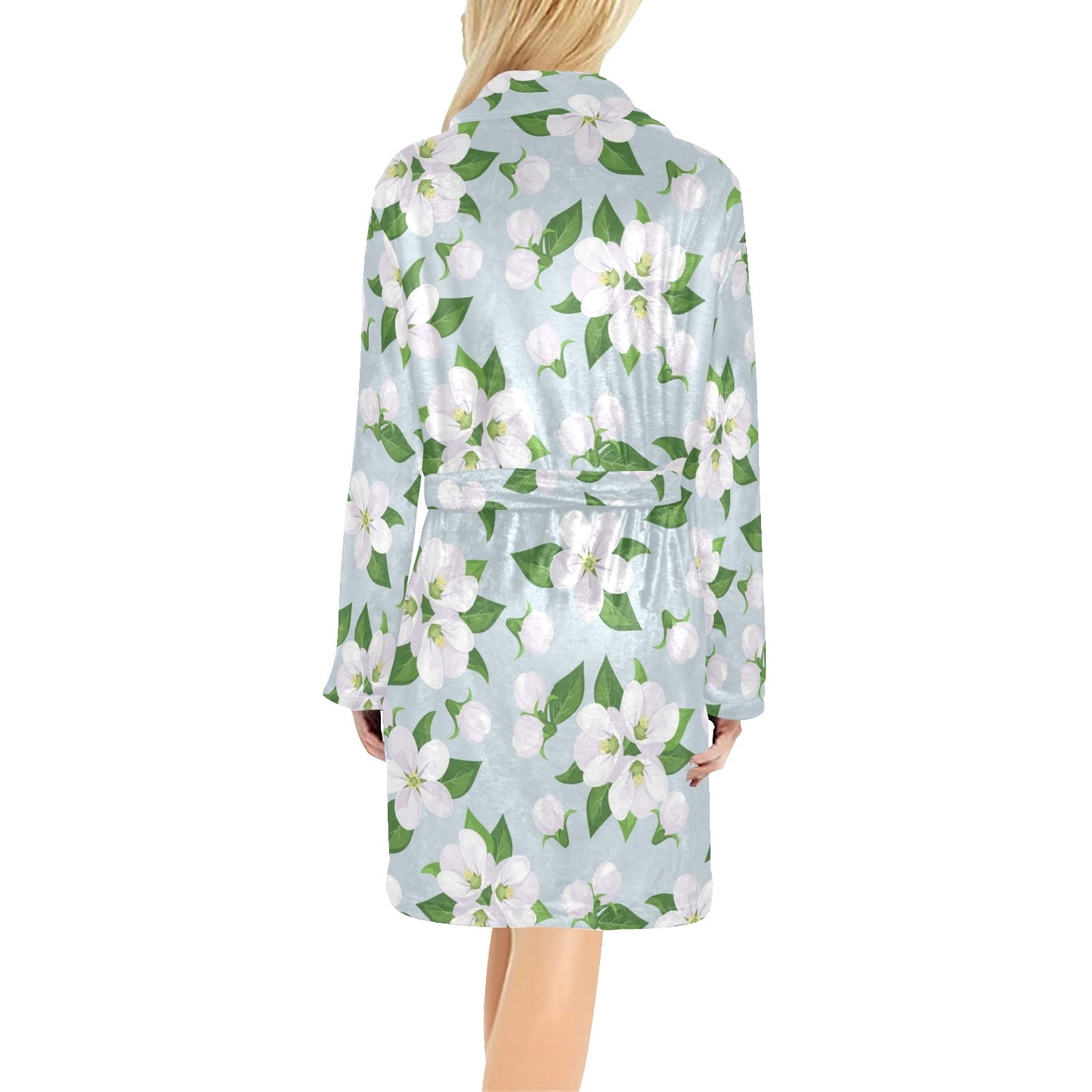 Apple blossom Pattern Print Design AB04 Women's Fleece Robe