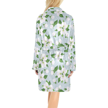 Apple blossom Pattern Print Design AB04 Women's Fleece Robe