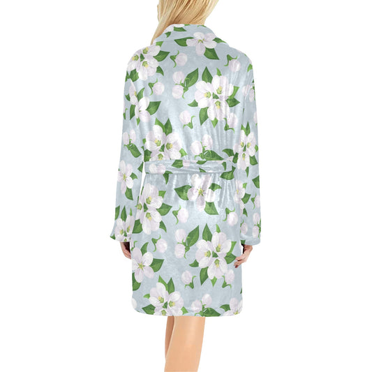 Apple blossom Pattern Print Design AB04 Women's Fleece Robe