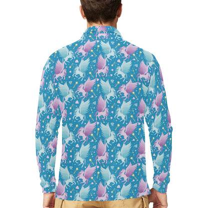 Pegasus Pattern Print Design 04 Long Sleeve Polo Shirt For Men's