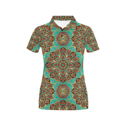 Medallion Pattern Print Design 02 Women's Polo Shirt