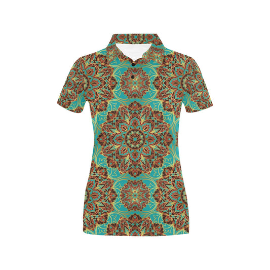 Medallion Pattern Print Design 02 Women's Polo Shirt