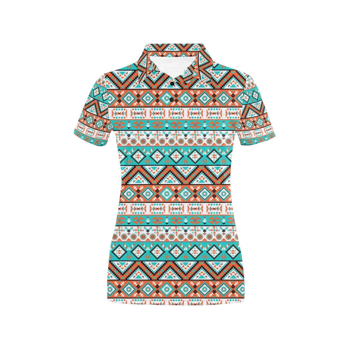 Navajo Style Print Pattern Women's Polo Shirt