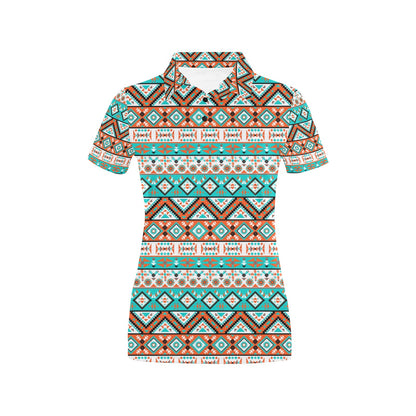 Navajo Style Print Pattern Women's Polo Shirt