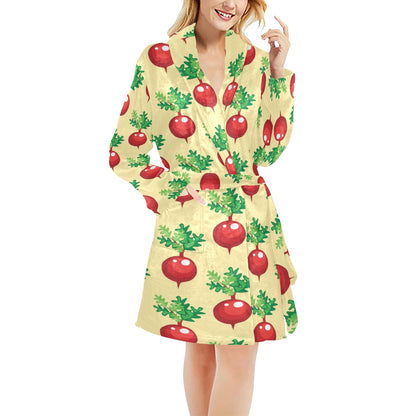 Radish Pattern Print Design A02 Women's Fleece Robe