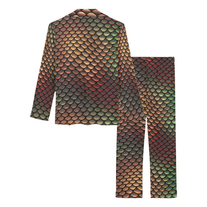 Snake Skin Colorful Print Women's Long Pajama Set