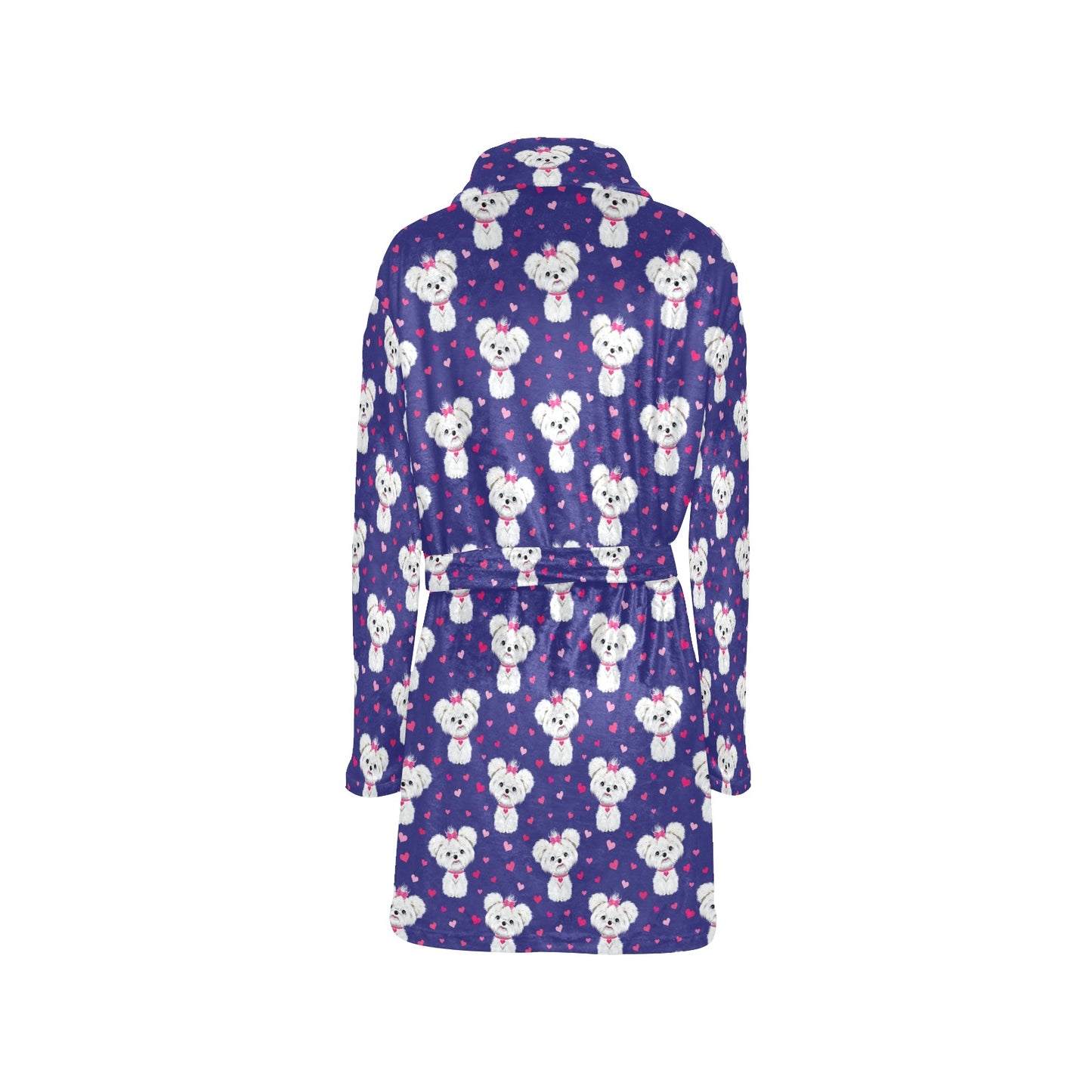 Maltese Pattern Print Design 02 Women's Fleece Robe