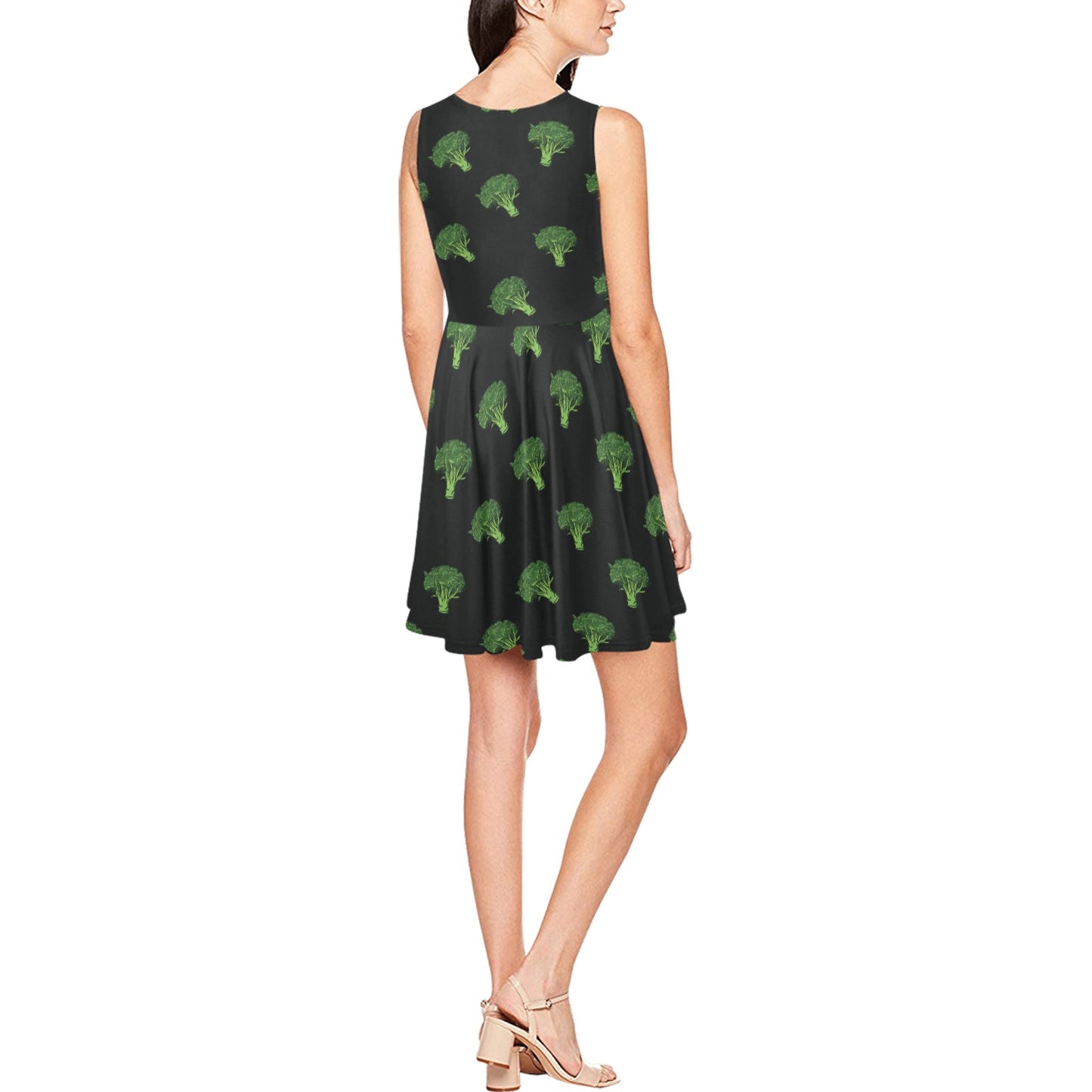 Broccoli Pattern Print Design 04 Sleeveless Dress