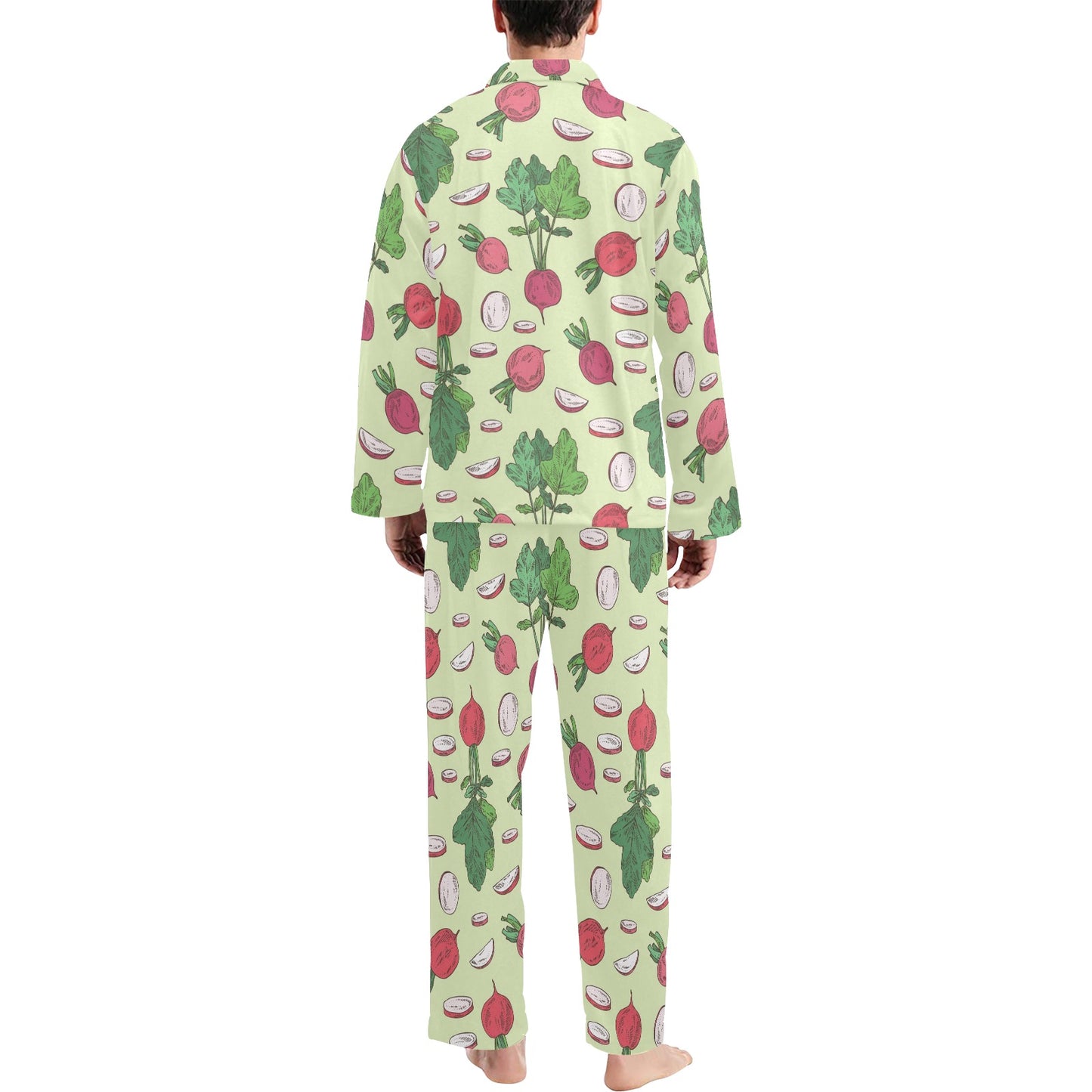 Radish Pattern Print Design A04 Men's Long Pajama Set