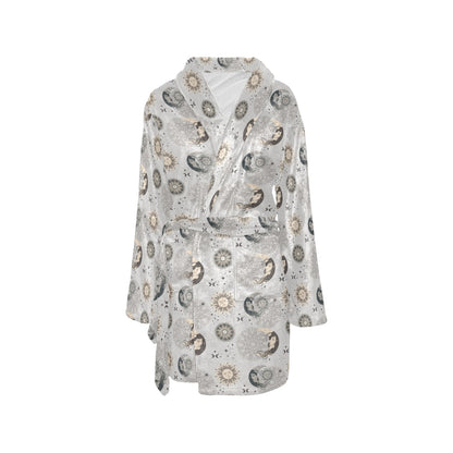 Sun Moon Print Design LKS302 Women's Fleece Robe