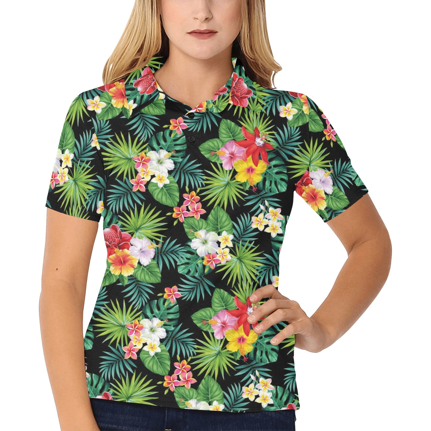 Hibiscus Hawaiian flower tropical Women's Polo Shirt